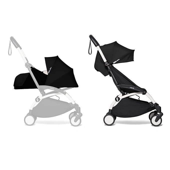 The BABYZEN YOYO2 Stroller & 0+ Newborn Pack is a compact and versatile stroller designed for convenience and comfort. It features a sleek white frame and comes with both the black 6+ color pack and black 0+ newborn pack. 
This stroller is suitable for children up to 48.5 pounds, making it ideal for newborns and toddlers.