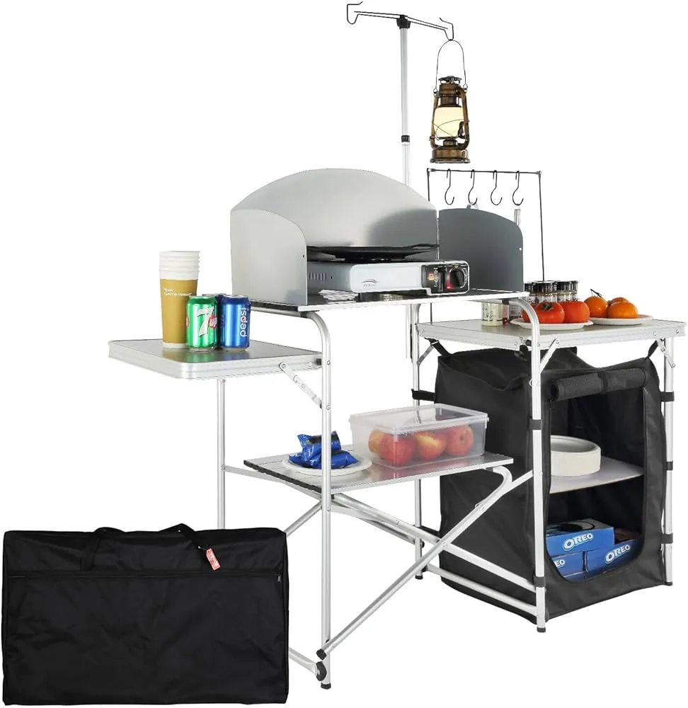 Review: camping, Goplus Folding Grill Table with Storage, Aluminum Outdoor Camping Kitchen Table with 26'' Tabletop, Detachable Windscreen and Carry Bag, Portable Camp Cook Station for BBQ Picnic Backyard (Brown)