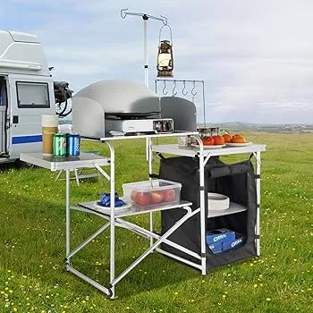 Review: camping, Goplus Folding Grill Table with Storage, Aluminum Outdoor Camping Kitchen Table with 26'' Tabletop, Detachable Windscreen and Carry Bag, Portable Camp Cook Station for BBQ Picnic Backyard (Brown)