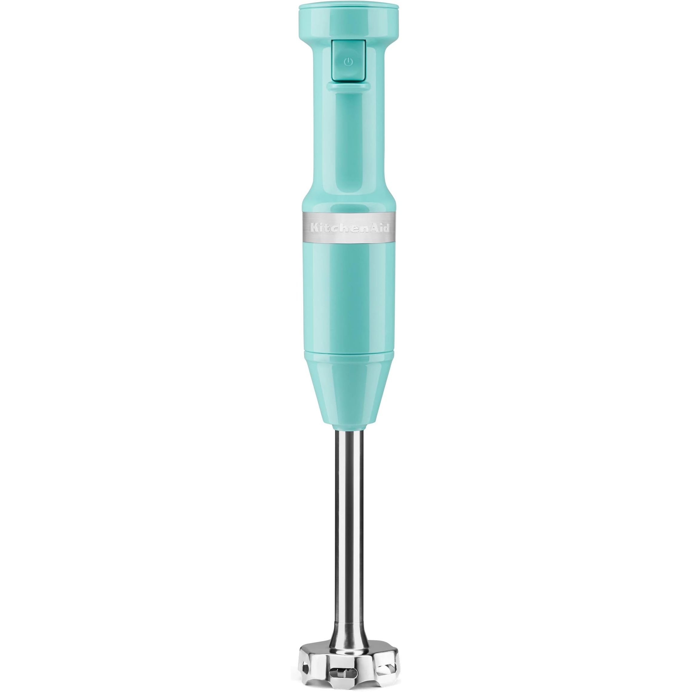 The KitchenAid Variable Speed Corded Hand Blender KHBV53 in Aqua Sky is a must-have kitchen tool for anyone looking to blend, chop, or puree ingredients with ease. Its powerful motor and variable speed control allow for precise blending, while the 1-liter blending jar provides ample capacity for various culinary creations.