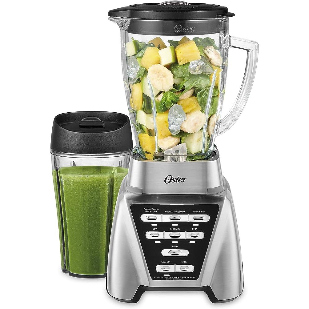 Upgrade your kitchen with the sleek and powerful Oster Blender | Pro 1200. With a stylish brushed nickel finish, this versatile appliance is perfect for blending, crushing ice, and creating delicious recipes with ease.