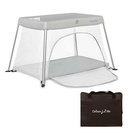 The Dream On Me Travel Light Playard with Mesh Zipper Door in Grey is a convenient and portable playard designed for travel and playtime on-the-go. It features a compact, lightweight design that makes it easy to carry and set up wherever you need it.