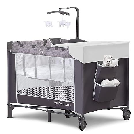 The Delta Children LX Deluxe Portable Baby Play Yard is a versatile and convenient choice for parents. This play yard not only functions as a safe and secure space for your baby to play, but it also includes a removable bassinet and changing table.