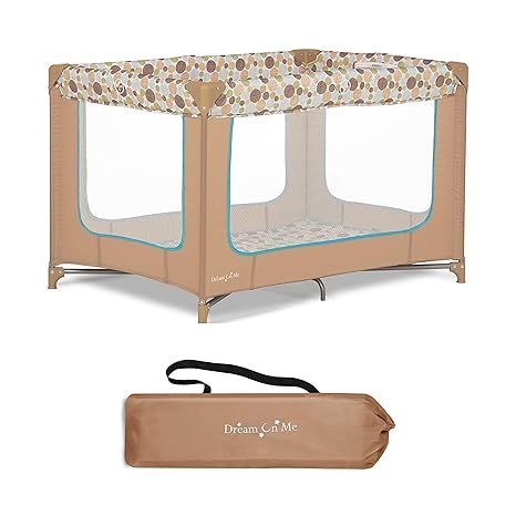 The Dream On Me Zodiak Portable Playard is a lightweight and packable baby playard that provides a safe and comfortable space for your little one. It comes in a coffee and blue color combination and features breathable mesh sides and soft fabric, ensuring proper ventilation and comfort for your baby.