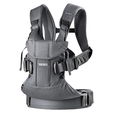 The BABYBJÖRN Baby Carrier One Air is a high-quality baby carrier designed to provide comfort, support, and excellent ventilation for both the baby and the wearer. It is made from an airy mesh fabric in a stylish Anthracite color. The carrier is suitable for newborns up to three years, with a weight range of 8 to 33 lbs.