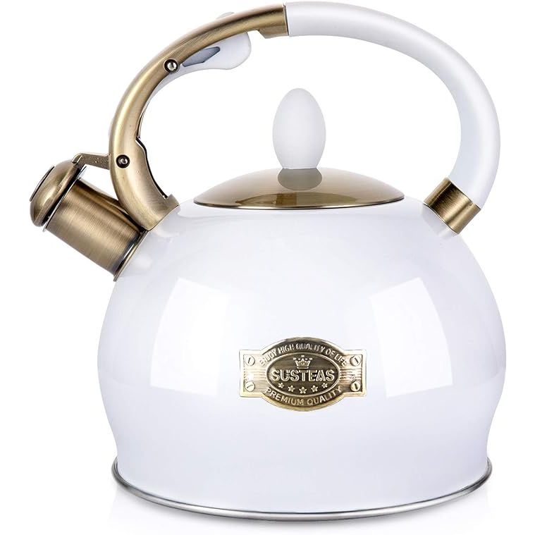 Upgrade your tea time experience with the SUSTEAS Stove Top Whistling Tea Kettle, crafted from premium surgical stainless steel for durability and efficiency. This 2.64-quart kettle is perfect for serving multiple cups of tea or other hot beverages, with a convenient whistle that signals when your water is boiling.
