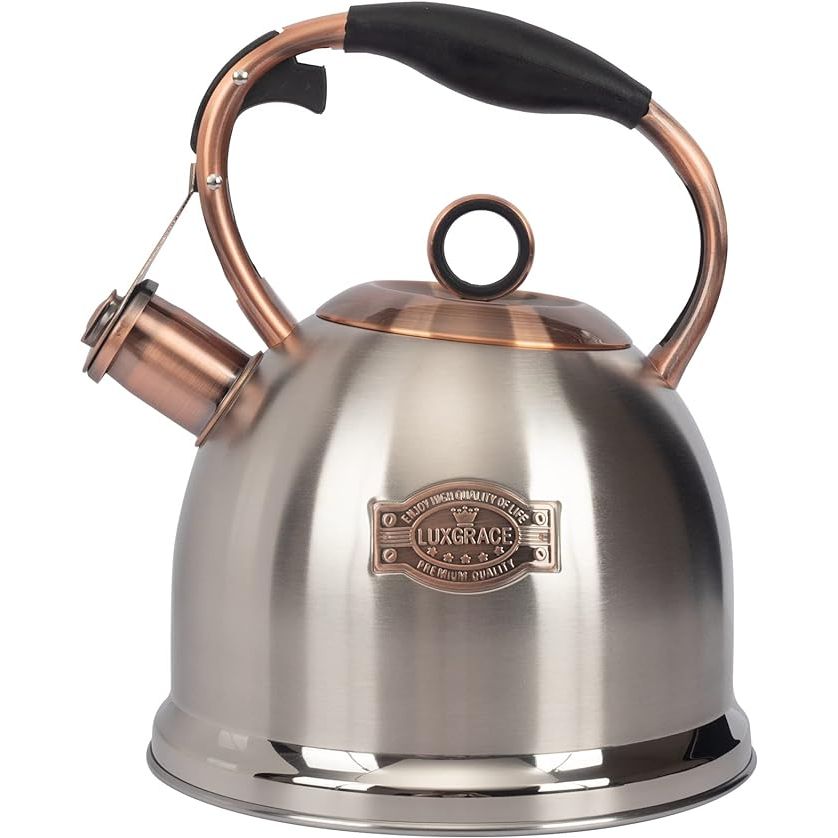 Introducing our durable and sturdy Stainless Steel Teakettle, the perfect addition to any kitchen. Constructed with a thick stainless steel body and a 5-layer metal bottom, this teakettle is built to last and provide uniform heating for years to come.