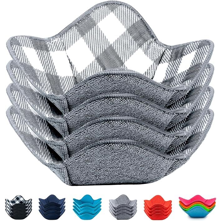 Introducing our versatile and durable microwave cozy bowl holder, designed for convenience and safety. Made of premium Polyester and Polyamide, this bowl holder can be used to safely pull hot bowls out of the microwave without fear of burning your hands. Its machine washable material ensures that it will maintain its quality over time.