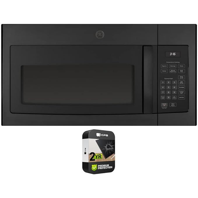 Upgrade your kitchen with the sleek and efficient GE JVM3160DFBB over-the-range microwave oven in black. This 1.6 cubic feet appliance is perfect for saving countertop space while delivering powerful cooking results with its 1000-watt output.