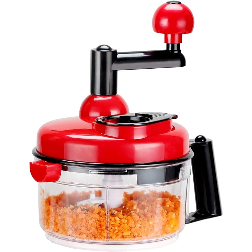 Upgrade your cooking experience with our versatile hand-cranked food processor. This innovative kitchen tool can effortlessly cut a variety of vegetables and grind meat with ease. The added features of an egg separator and blender make meal preparation a breeze, perfect for whipping up salads and baby food supplements.