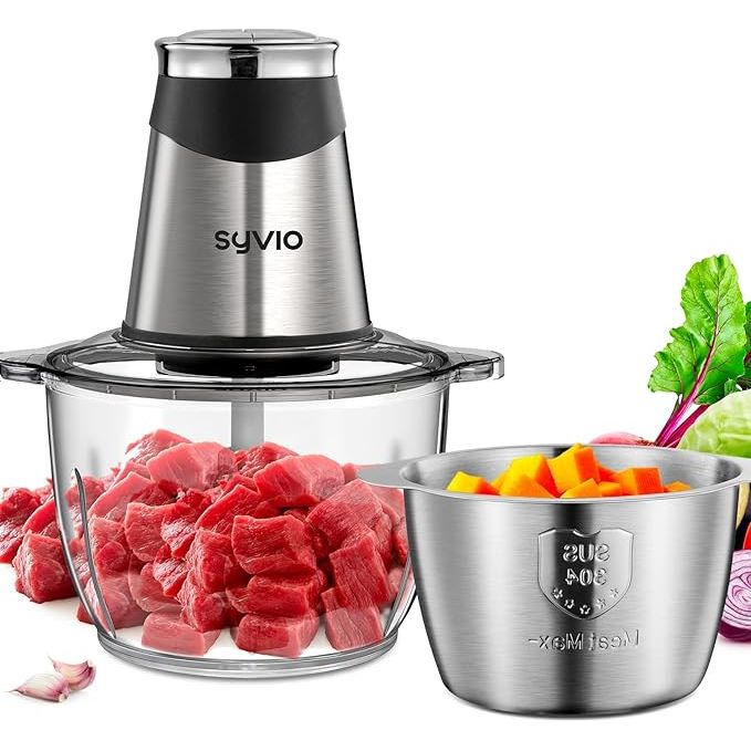 Upgrade your kitchen with the versatile Syvio Food Processor, complete with two bowls to meet all your food processing needs. Powered by a robust 400W motor, this appliance can effortlessly handle tasks like meat grinding, vegetable chopping, and even making baby food.