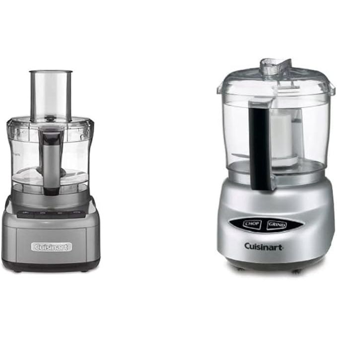 The Cuisinart 8 Cup Food Processor, model FP-8GMP1, is a high-powered kitchen appliance with a 350-watt motor and 8 cup capacity. Its gunmetal color and durable construction make it a stylish and reliable option for processing larger quantities of food.