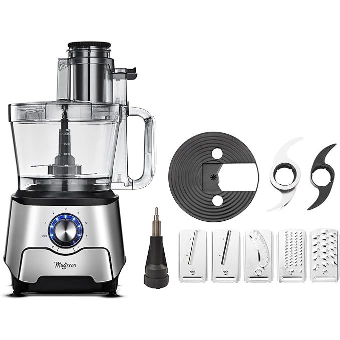 Upgrade your kitchen experience with the Magiccos 14 cup food processor, a powerful and versatile appliance designed to streamline your food processing tasks. With seven adjustable speeds and convenient blue indicators, finding the perfect setting for your culinary needs is effortless.