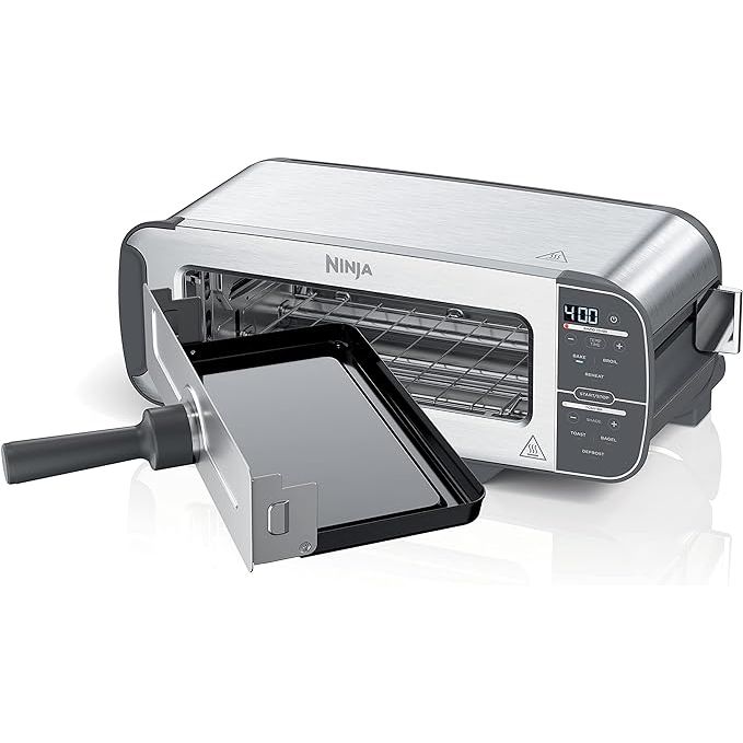 Introducing our revolutionary 2-in-1 Flip Functionality Toaster and Compact Toaster Oven, the ultimate kitchen appliance for versatile cooking. Seamlessly switch between toaster and oven modes by simply flipping it up or down, saving precious counter space while giving you the flexibility to toast and bake with ease.