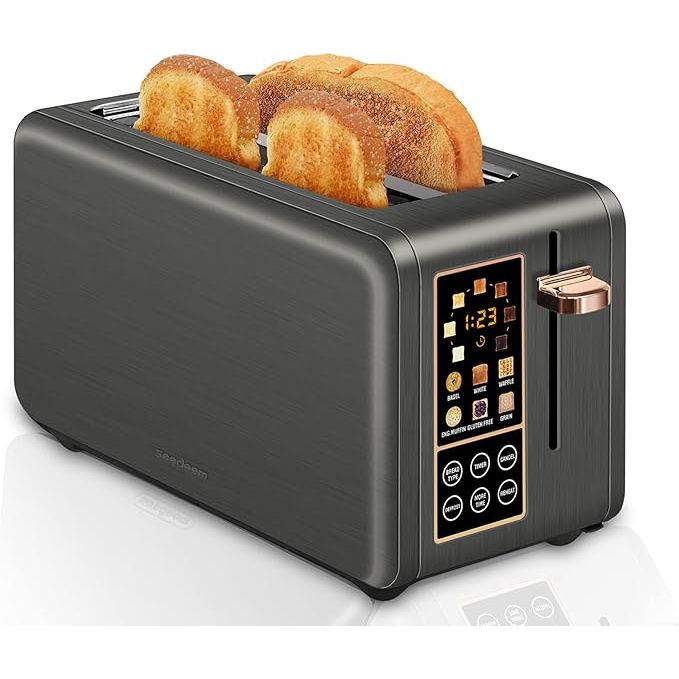 Introducing the advanced Smart Display 4 Slice Toaster, a game-changing kitchen appliance that will streamline your morning routine. Featuring a vibrant display screen and intuitive touch buttons, this toaster allows you to easily select your desired settings, providing you with precise control over your toasting experience.