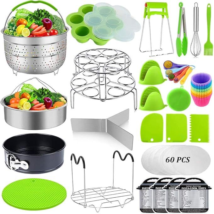 Enhance your cooking and baking experience with the comprehensive GREAT VALUE ACCESSORIES set for the Instant Pot. This 101-piece kit includes essentials like steamer baskets, a springform pan, egg bites mold, and more, all made from high-quality, food-grade safe materials that are durable and easy to clean.