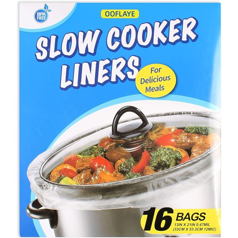 Introducing the 16 Bags Slow Cooker Liners, a hassle-free solution for cooking enthusiasts looking to simplify their cleaning routine. Made from BPA-free plastic, these disposable liners are designed to fit 3QT to 8QT slow cookers, pans, and aluminum cooking trays. Measuring 13 x 21 inches, each bag offers ample space for your favorite ingredients.