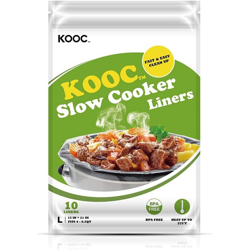 Discover the KOOC Slow Cooker Liners, your go-to solution for stress-free cooking. This pack includes 10 large-sized liners, designed to fit 4 to 8.5-quart slow cookers, making meal prep a breeze.