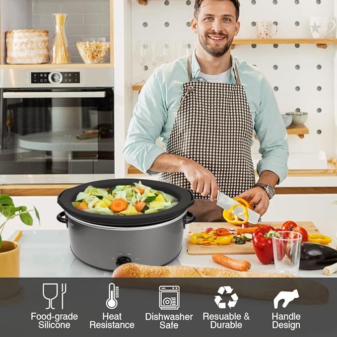 Introducing our high-quality food grade silicone slow cooker liners! Crafted from non-toxic, odorless, and heat-resistant silicone, these liners are both safe and healthy, preserving the flavor and nutrients of your meals.