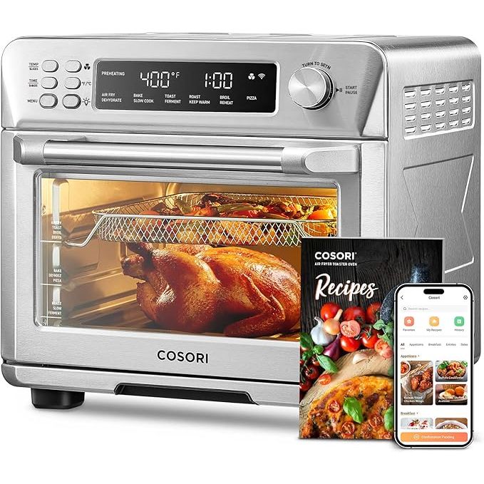 Introducing the Cook Versatile oven, a game-changer in your kitchen! With 12 functions including Air Fry, Bake, Toast, Roast, and Broil, this smart oven surpasses traditional appliances. Perfect for family meals, this 26QT oven can accommodate up to 6 slices of bread, a 12-inch pizza, or a 5lbs whole chicken.