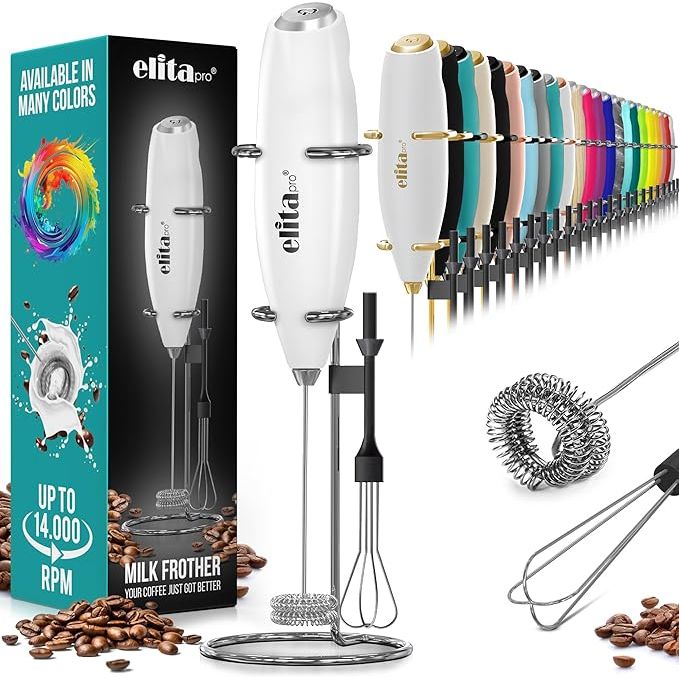 Upgrade your morning routine with the ELITAPRO Ultra-High-Speed 19,000 RPM Milk Frother. This powerful kitchen tool features a double whisk design that froths milk in seconds, creating a smooth and creamy texture perfect for your favorite hot beverages.