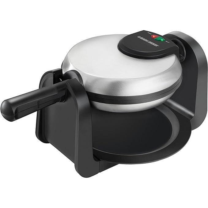 Flip Waffle Maker by BLACK+DECKER, WM1404S, 7 Round Belgian Waffles, Indicator Light image