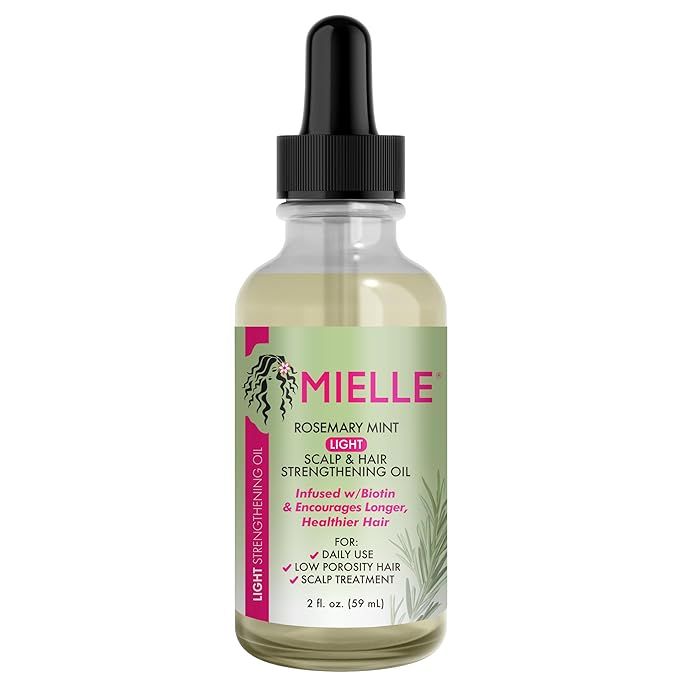 Lightweight oil with same efficacy as Mielle's Rosemary Mint Scalp & Hair Strengthening OilSuitable for daily use or scalp treatments; great for low porosity hair, silk press hair styles, and protective stylesInfused with Biotin and Delivers Amazing Moisture & ShineSupports Longer, Healthier HairNO Parabens, Sulfates, Paraffins, Mineral Oil, DEA, A