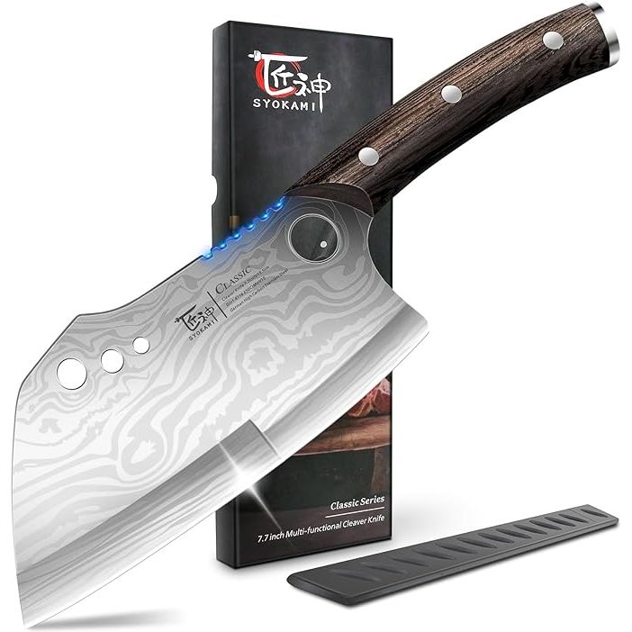 Discover the revolutionary SYOKAMI 2-in-1 blade design, a cutting-edge innovation that combines the functionality of a vegetable knife and a meat cleaver in one powerful tool.