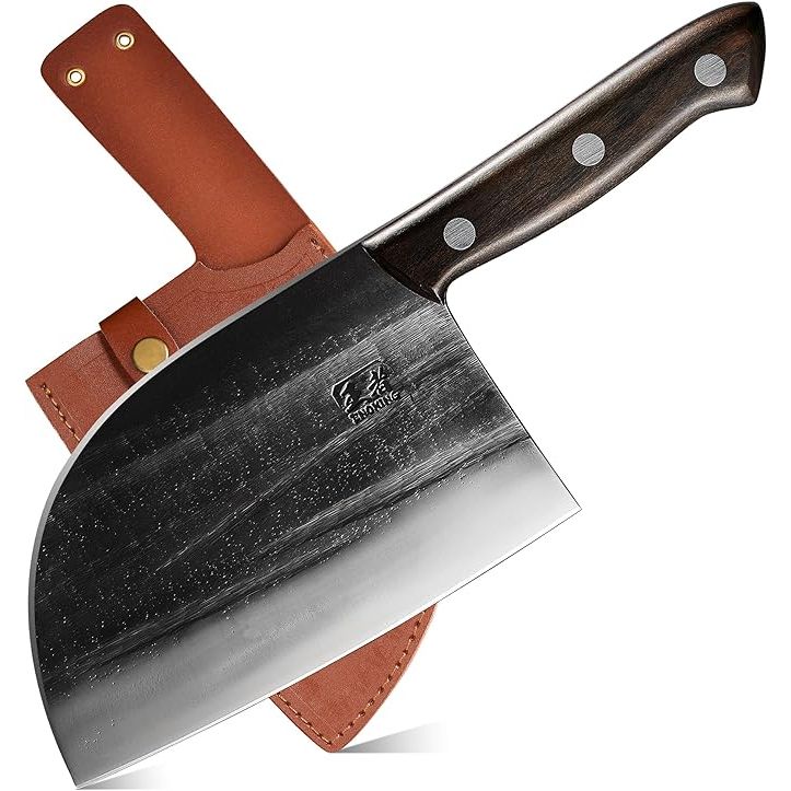 Discover the exceptional craftsmanship of the ENOKING meat cleaver, meticulously forged using ancient techniques by skilled artisans. Each Serbian chef knife undergoes a rigorous process of hammering, quenching, high-temperature tempering, and cyclic forging to ensure superior quality.