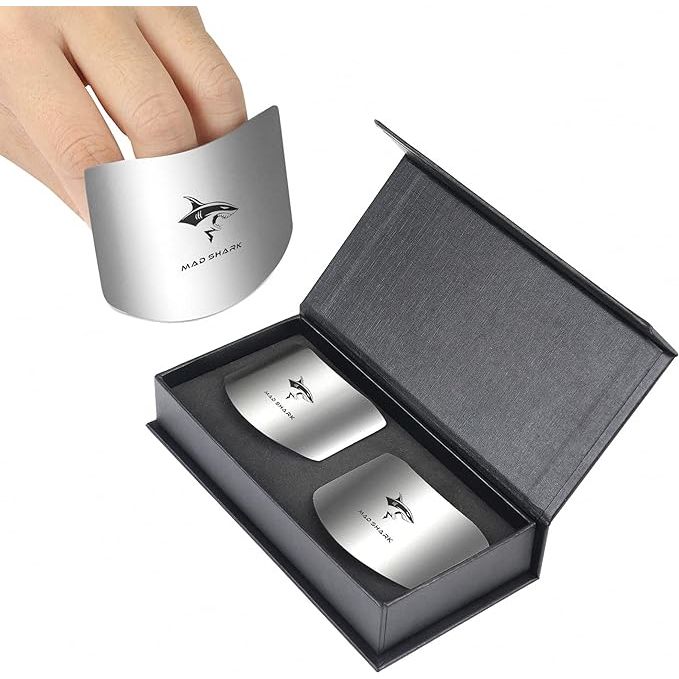 Experience ultimate finger protection with MAD SHARK Chef Finger Guards, designed for safe cutting, slicing, and chopping in the kitchen. Crafted from premium 304 stainless steel, these durable guards prevent accidental cuts and injuries while using sharp kitchen tools.