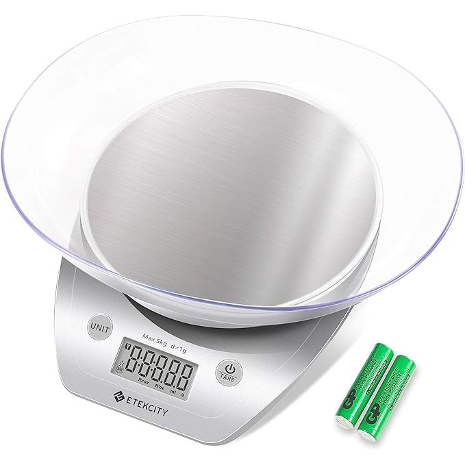 Upgrade your kitchen game with the Etekcity Food Kitchen Scale Bowl, a versatile digital scale perfect for all your culinary adventures. Whether you're cooking up a storm, diving into some baking, getting ahead with meal prep, managing your diet, or on a mission for weight loss, this scale has got your back.