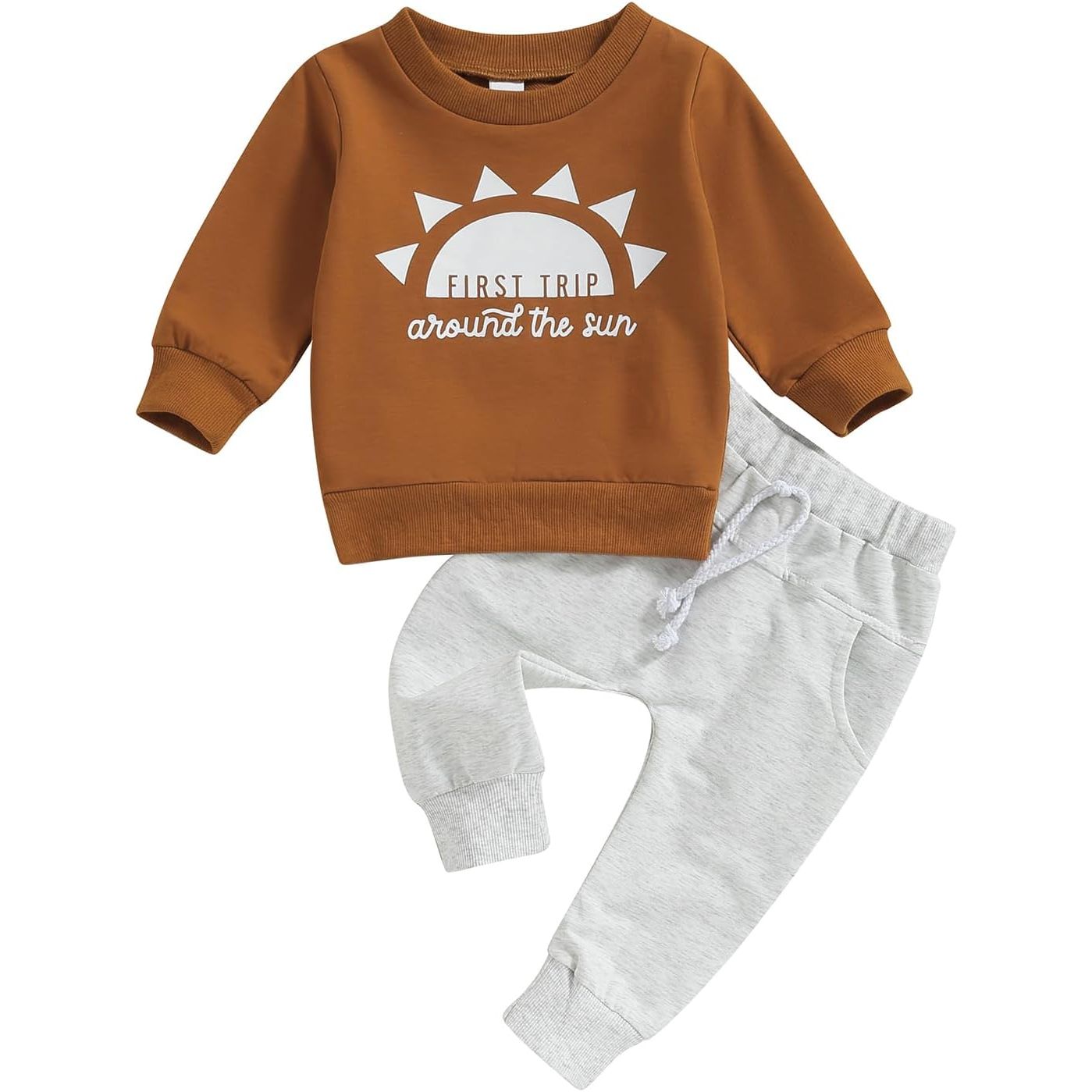 AEEMCEM Baby Boy First Birthday Outfit First Trip Around The Sun T Shirt Shorts Set 1 Year Old Cake Smash Outfit image