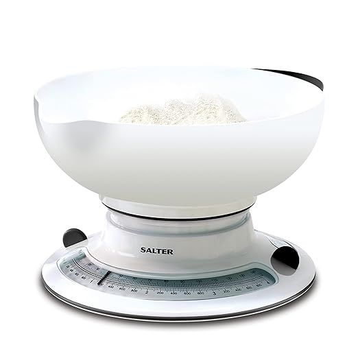 The Salter Aquaweigh Mechanical Kitchen Scales, model number 800WHBKDR, are the perfect addition to any kitchen for precise and accurate measurements. With a maximum capacity of 3kg/7lbs, these white scales offer flexibility with measurements in both metric and imperial units.