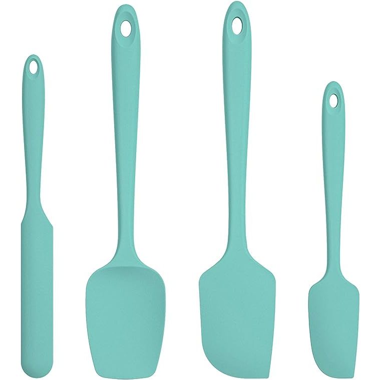 Upgrade your kitchen with the U-Taste Silicone Spatula Set, featuring four versatile spatulas in a vibrant teal/aqua sky color. Crafted from high-quality food-grade silicone, these spatulas can withstand temperatures up to 600 degrees Fahrenheit, ensuring safety during cooking and baking.