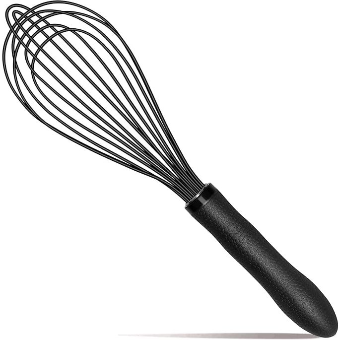 Experience the convenience and versatility of the TEEVEA Silicone Whisk, a top-of-the-line kitchen tool perfect for all your cooking needs. Crafted from durable stainless steel wire encased in non-scratch silicone, this whisk is safe to use on any surface, including non-stick cookware.