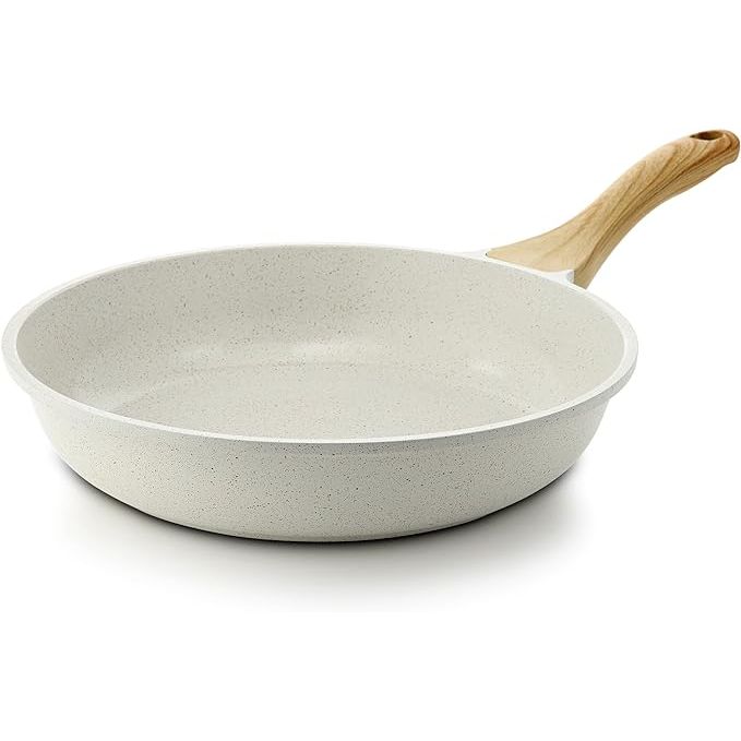 Experience healthy cooking with the SENSARTE Nonstick Ceramic Frying Pan Skillet, a 9.5-inch omelet pan that is designed with a non-toxic ceramic coating free of harmful chemicals like PFAS, PFOA, lead, and cadmium.