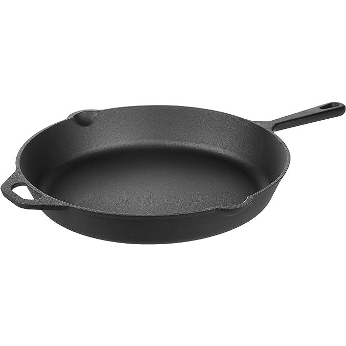 The Amazon Basics Pre Seasoned Cast Iron Skillet is a must-have for any kitchen, offering a durable and versatile cooking option. Measuring 15 inches in diameter, this skillet is perfect for preparing a wide range of dishes - from searing meats to baking desserts.