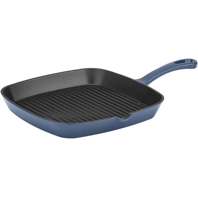 Upgrade your cooking game with the Cuisinart 9.25 Square Grill Pan in Enameled Provencial Blue. This kitchen essential is perfect for grilling and searing meat, fish, and vegetables thanks to its durable enameled exterior and cast iron interior.