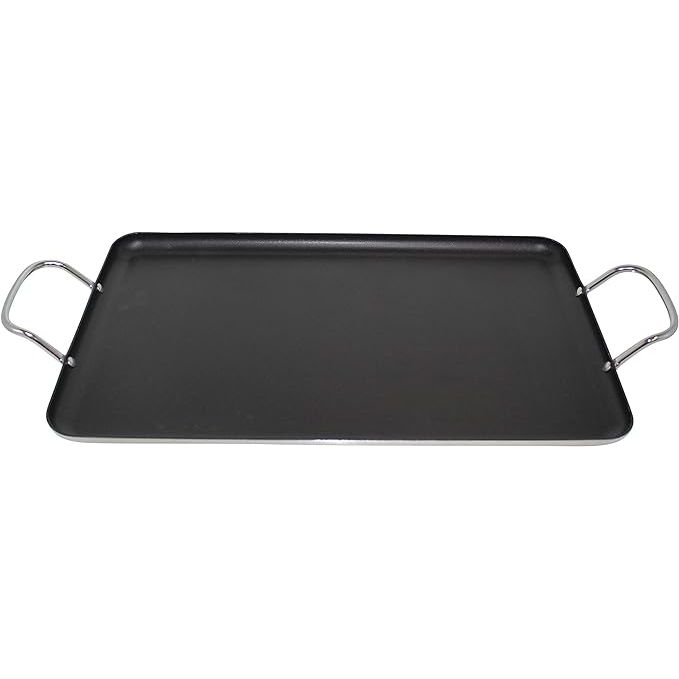 Enhance your cooking experience with the Imusa USA Nonstick Stovetop Double Burner Griddle. This versatile cookware is designed with a nonstick coating that ensures easy cleanup and prevents food from sticking. With its 17-inch size, this griddle is perfect for cooking for a group or preparing multiple dishes simultaneously.