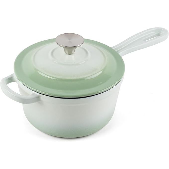 The AILIBOO Enameled Cast Iron Sauce Pan is a versatile 2-quart round sauce pot with a lid, perfect for cooking various dishes like pasta sauce, gravy, and puddings.