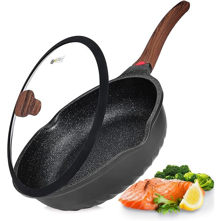 The Vinchef Nonstick Deep Frying Pan Saute Pan with Lid is a top-of-the-line 12-inch frying pan designed to make cooking a breeze. With its innovative German 3C+ ceramic coating technology, this pan ensures a durable and nonstick cooking surface that is easy to clean.