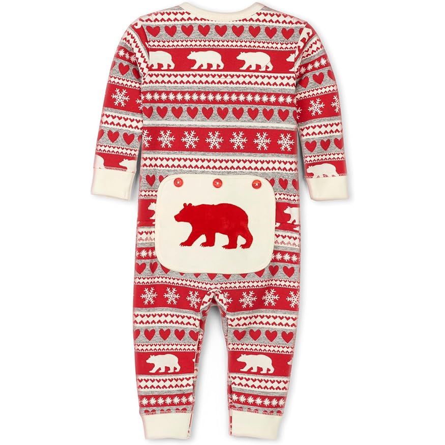 The Little Blue House by Hatley baby-girls unisex-baby Fair Isle Bear & Moose Family Union Suits are one-piece pajamas designed for infants and toddlers. Made from 100% cotton, these union suits are soft and comfortable, perfect for keeping little ones warm during the colder months.