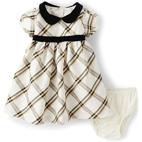 Gymboree offers baby girls' one-size short sleeve dressy special occasion dresses with a matching diaper cover. These dresses are designed for infants up to 24 months old and are perfect for formal events, parties, or special occasions.