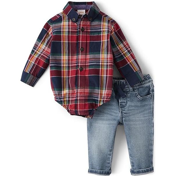 The Gymboree baby-boys 2-piece Special Occasion Top and Pant Suspender Set is a stylish outfit designed for special events or occasions. The set includes a top with a button-down collar and a pair of pants with detachable suspenders, creating a sophisticated look for your little one.