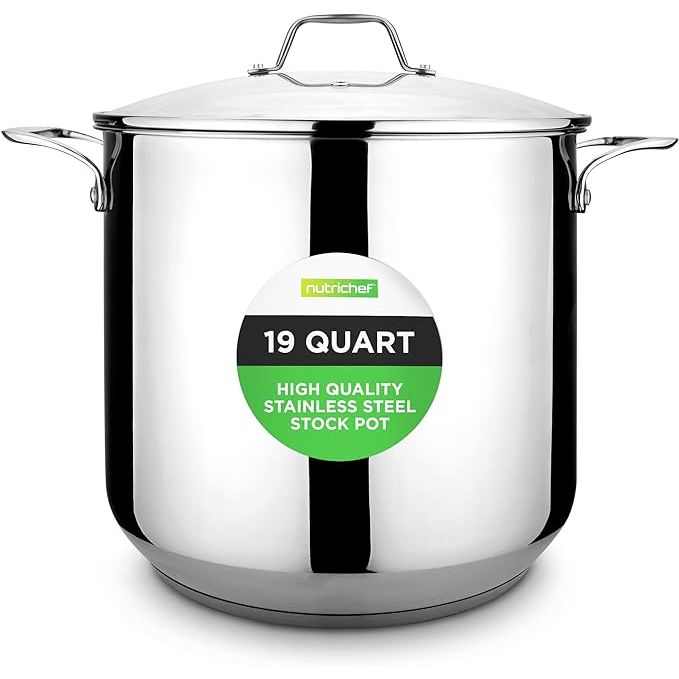 The NutriChef 19-Quart Stainless Steel Stock Pot is a top-quality kitchen essential perfect for preparing a variety of dishes, from hearty soups to flavorful stews and rich sauces. Crafted from 18/8 food grade stainless steel, this pot is both durable and safe for cooking your favorite foods.