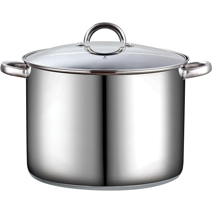 The Cook N Home 16 Quart Stockpot with Lid is a high-quality stainless steel cooking pot designed for long-lasting durability and efficient cooking. With a generous 16-quart capacity, this stockpot is perfect for preparing large batches of soups, stews, pasta, and more.