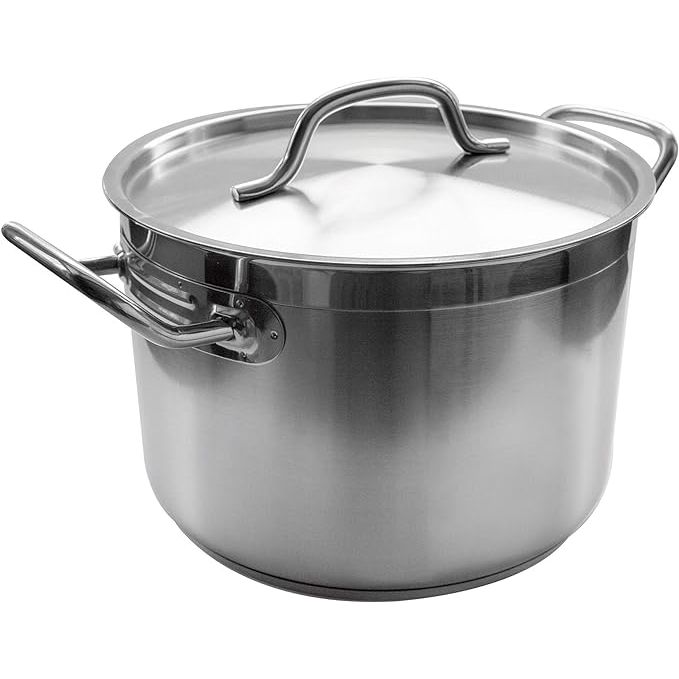 Upgrade your kitchen with the Update International 16 Qt Stainless Steel Stock Pot with Cover in silver. This essential cookware is made of durable stainless steel, offering even heat distribution for consistent cooking results. With a generous 16-quart capacity, it's perfect for creating large batches of soups, stews, stocks, and sauces.