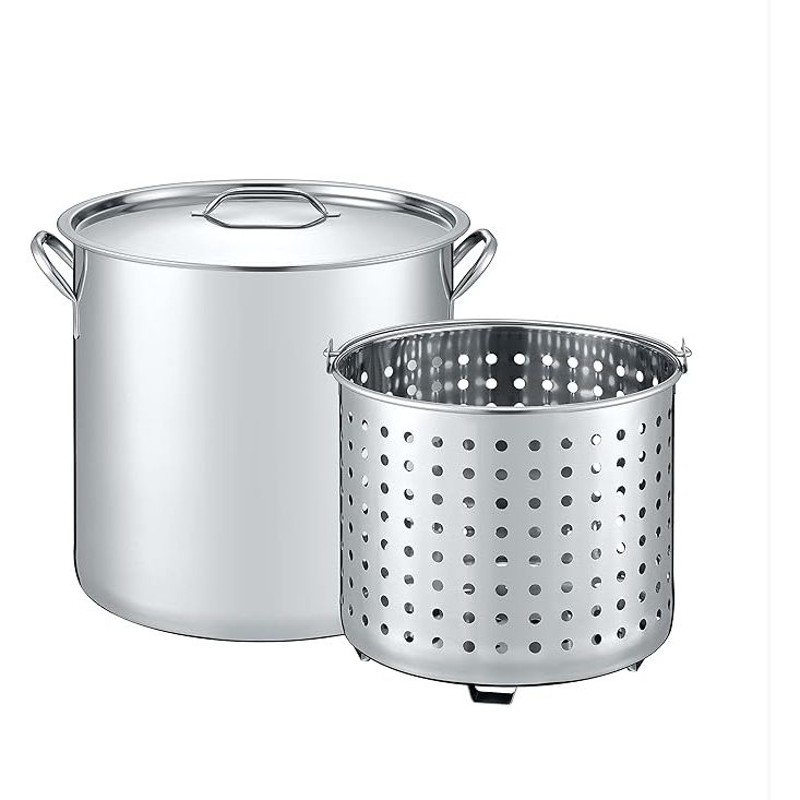 The CONCORD 53 QT Stainless Steel Stock Pot with Basket is a professional-grade kitchen essential designed for heavy-duty cooking tasks. Crafted from high-quality stainless steel, this durable pot can withstand high heat levels and is built to last.