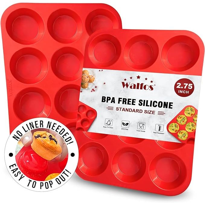 Discover the convenience and versatility of the Walfos Muffin Pan Set, a high-quality 12-cup silicone cupcake pan perfect for baking a variety of treats. Crafted from food-grade silicone that is non-stick and BPA-free, this muffin pan ensures your baked goods are safe for consumption and easy to release.