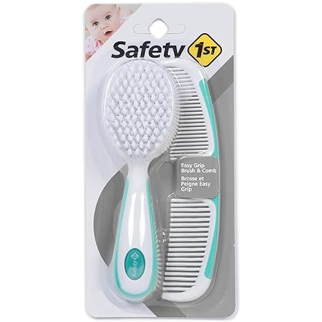 The Safety 1st Easy Grip Brush and Comb set is designed to make grooming your baby's hair easy and comfortable. The brush features soft bristles that are gentle on your baby's scalp, while the comb helps you detangle any knots or tangles. Both the brush and comb have a comfortable grip handle that makes them easy to hold and use.